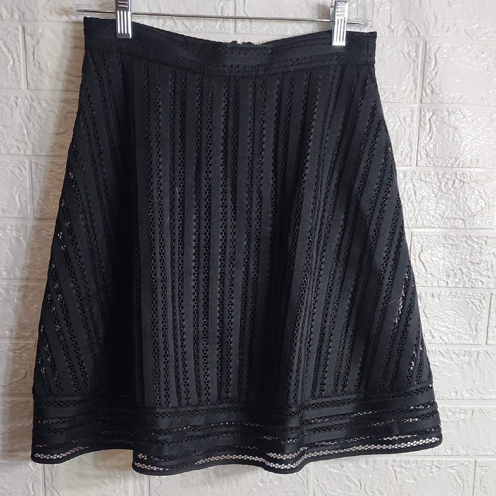 J. Crew Black A-Line Lace Skirt